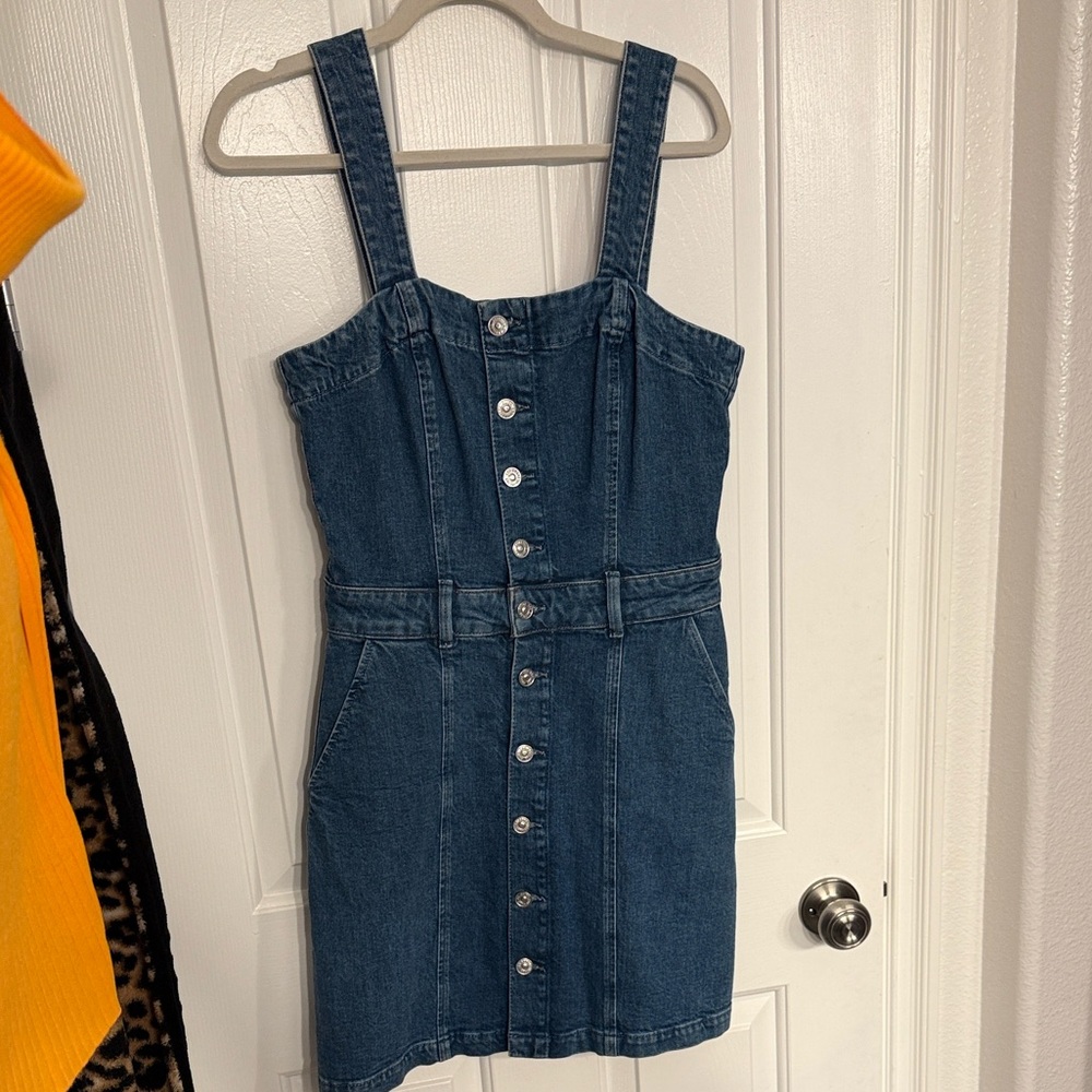 PAIGE Indigo Denim Button-Front Mini Dress